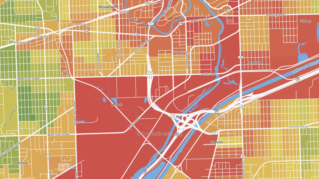 McCook, IL Map of Drug-Related Crime Rates