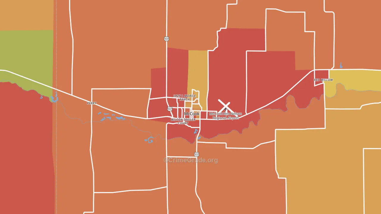 McCook, NE Map of Drug-Related Crime Rates