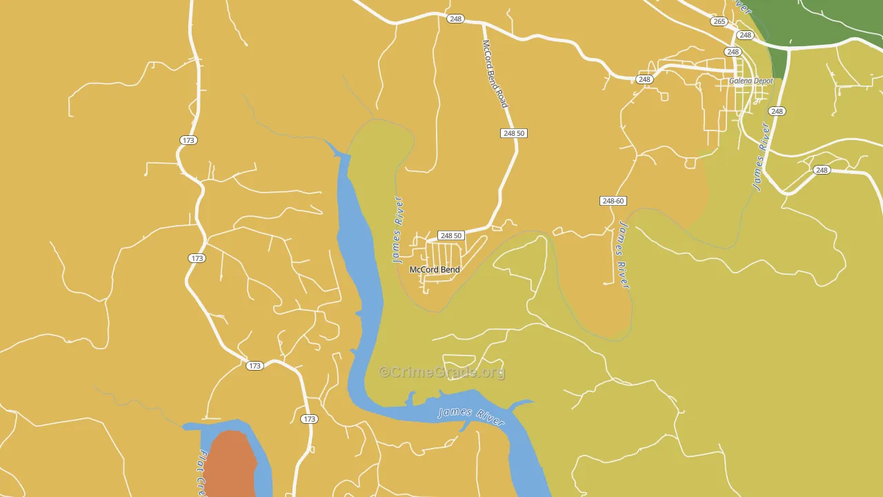 McCord Bend, MO Map of Drug-Related Crime Rates