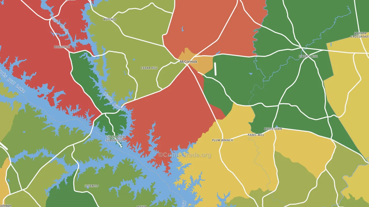 McCormick County, SC Map of Drug-Related Crime Rates