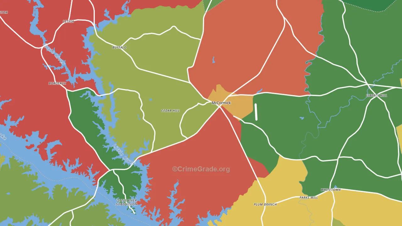 McCormick, SC Map of Drug-Related Crime Rates
