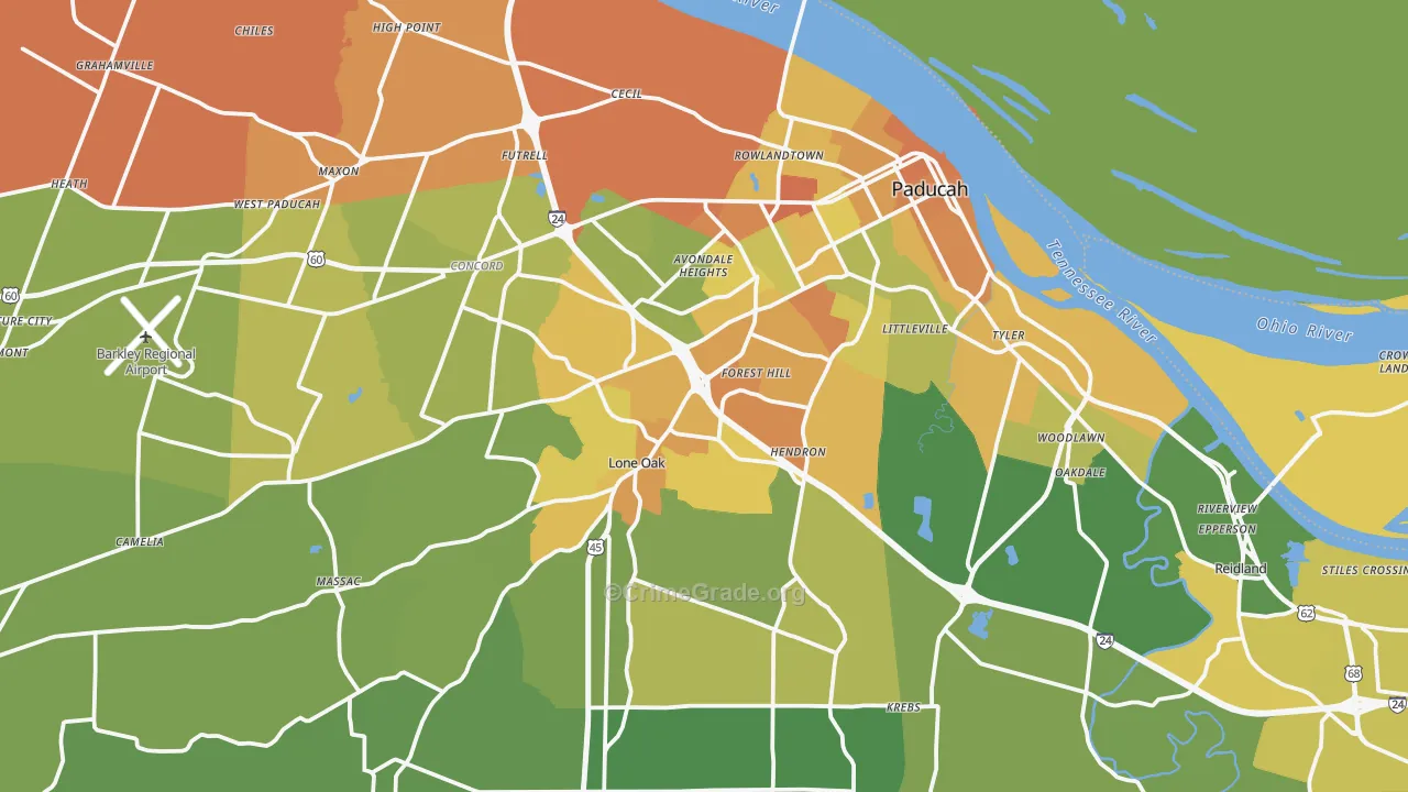 McCracken County, KY Map of Drug-Related Crime Rates