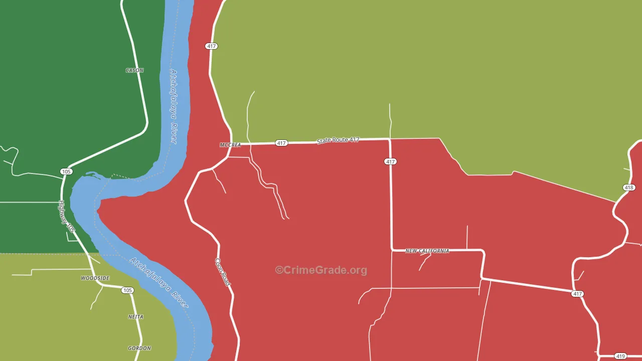 McCrea, LA Map of Drug-Related Crime Rates