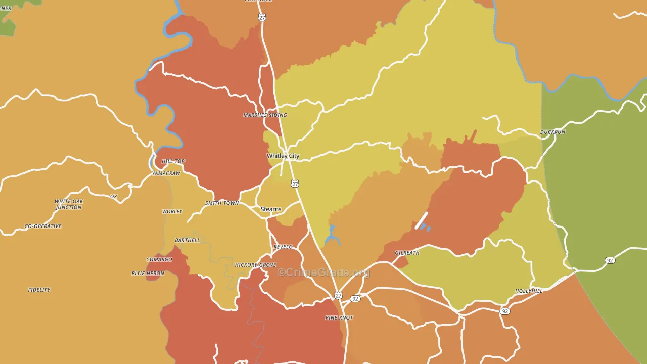 McCreary County, KY Map of Drug-Related Crime Rates