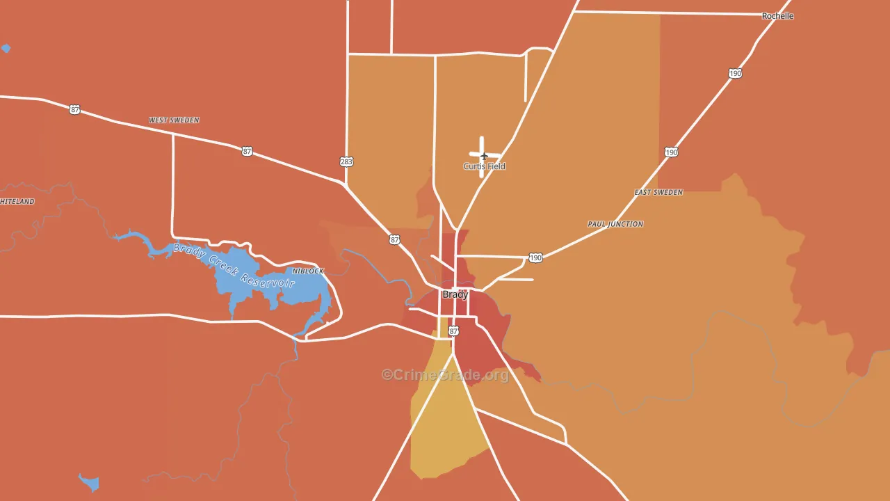 McCulloch County, TX Map of Drug-Related Crime Rates