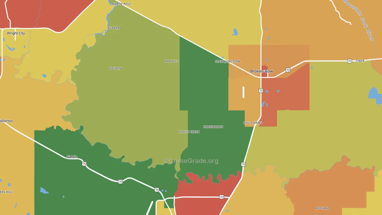 McCurtain County, OK Map of Drug-Related Crime Rates