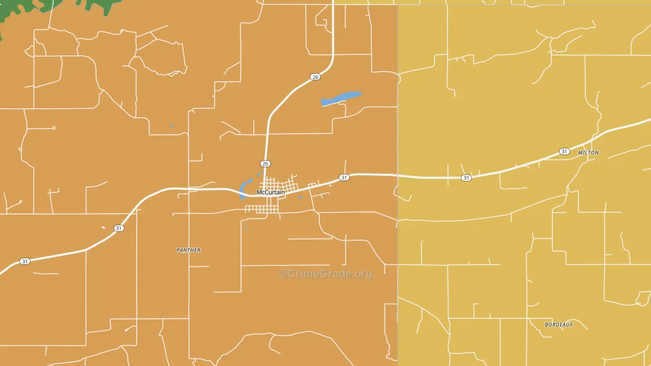 Mccurtain, OK Map of Drug-Related Crime Rates