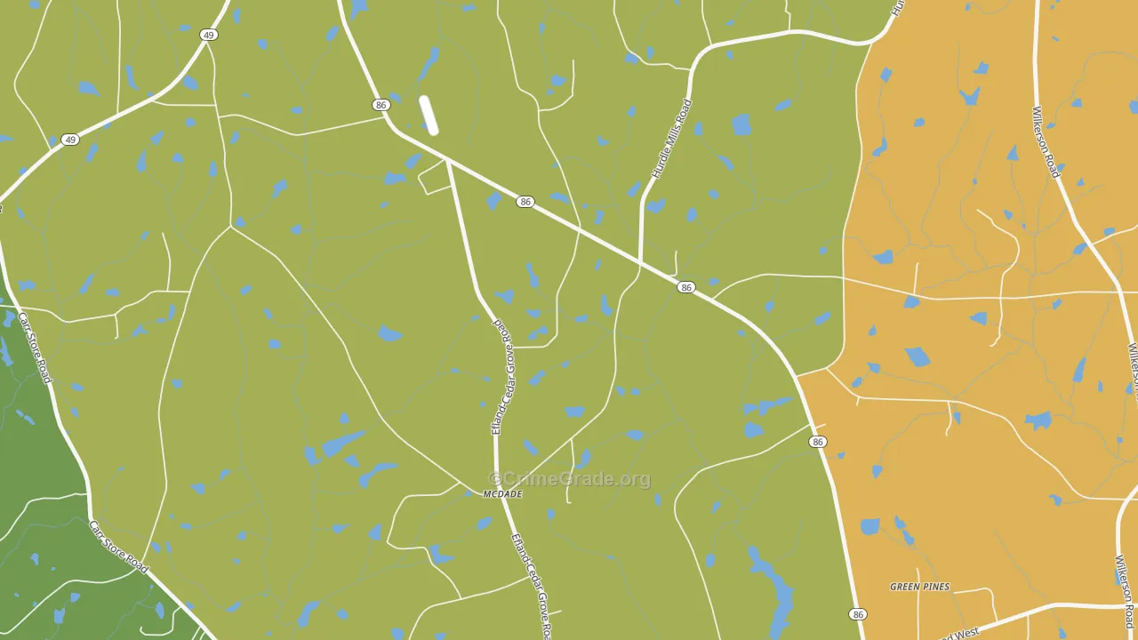 McDade, NC Map of Drug-Related Crime Rates