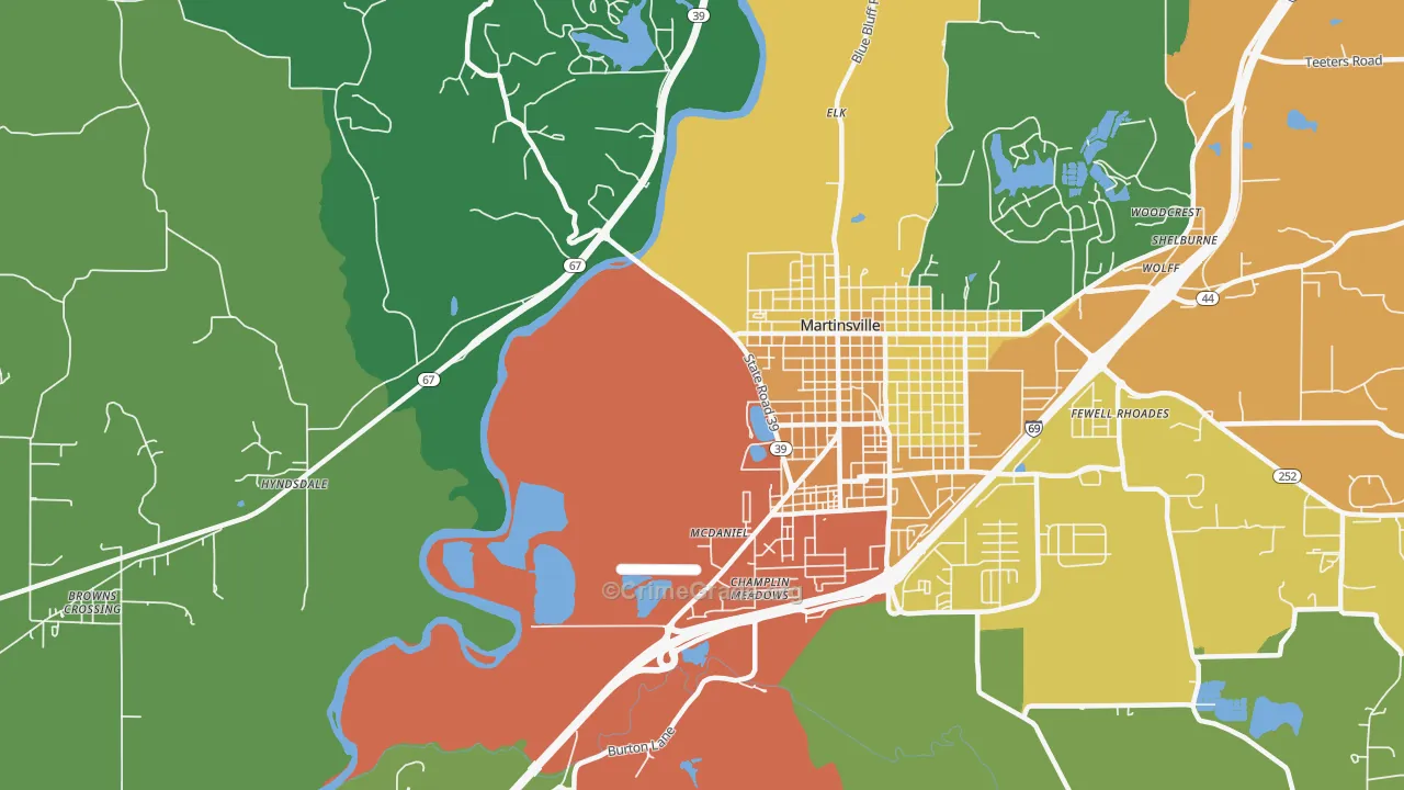 McDaniel, IN Map of Drug-Related Crime Rates