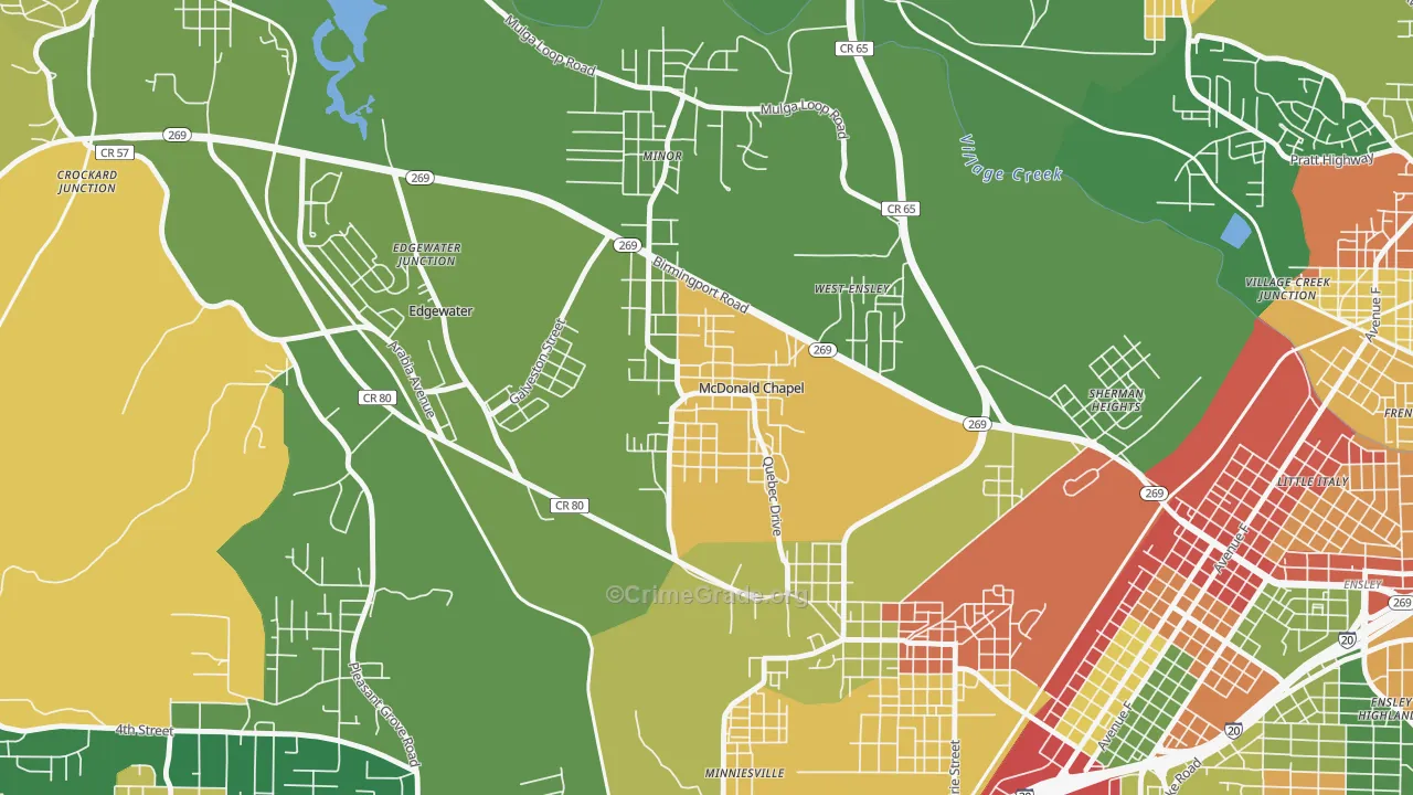 McDonald Chapel, AL Map of Drug-Related Crime Rates
