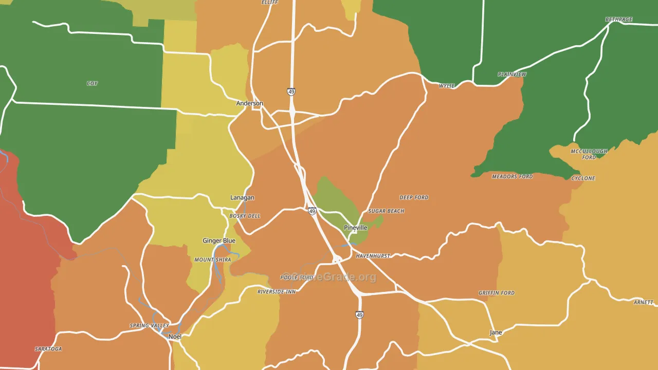 McDonald County, MO Map of Drug-Related Crime Rates