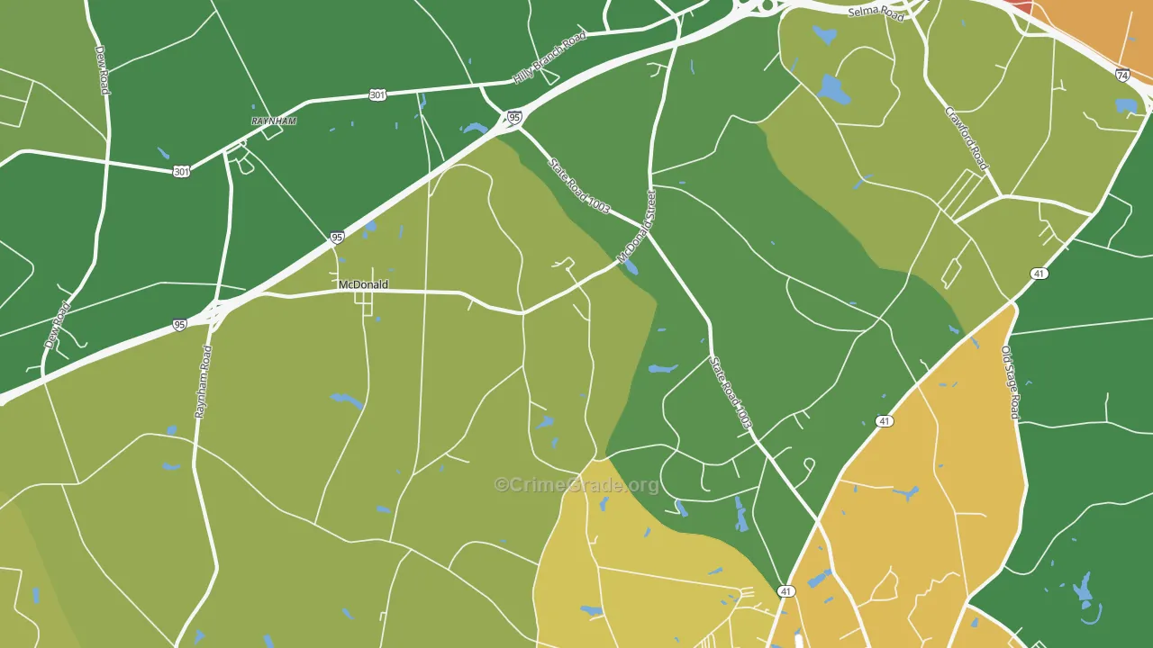 McDonald, NC Map of Drug-Related Crime Rates