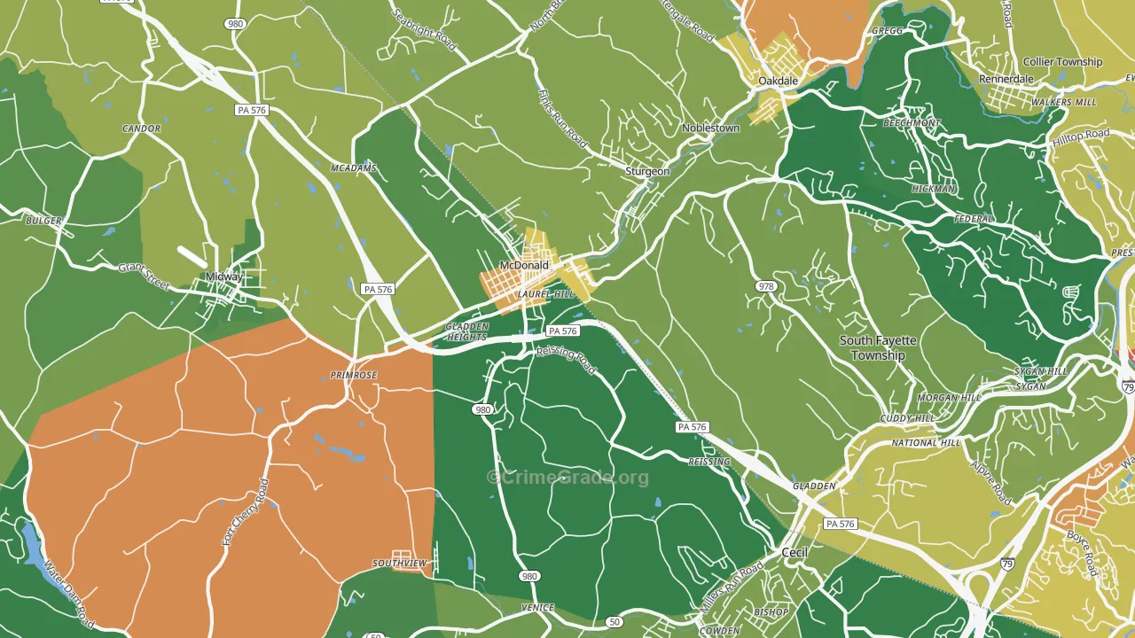 Mcdonald, PA Map of Drug-Related Crime Rates