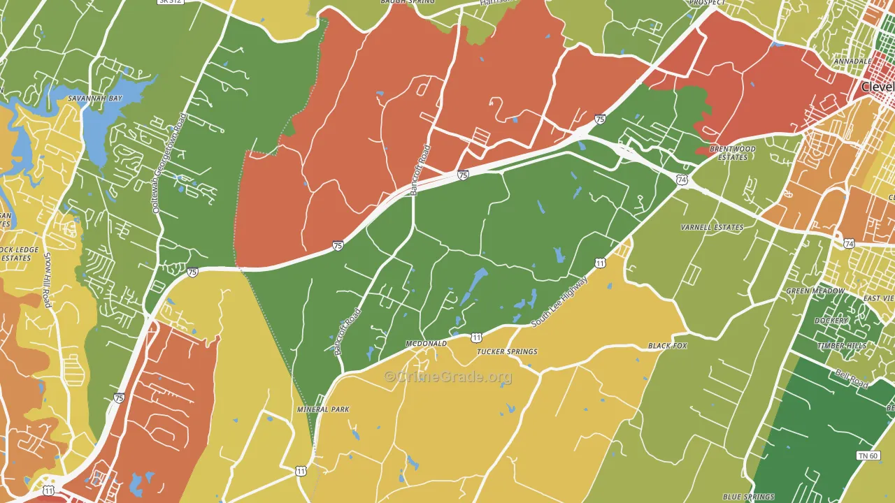 McDonald, TN Map of Drug-Related Crime Rates