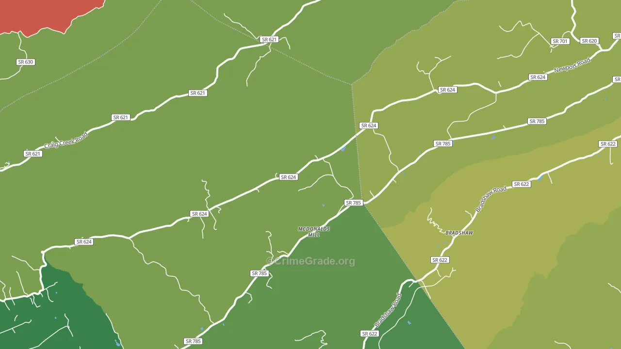 McDonalds Mill, VA Map of Drug-Related Crime Rates