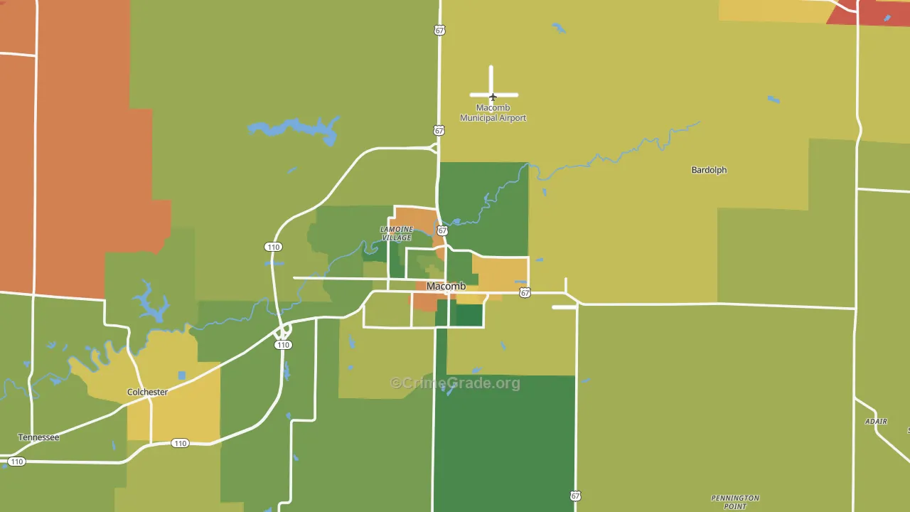 McDonough County, IL Map of Drug-Related Crime Rates