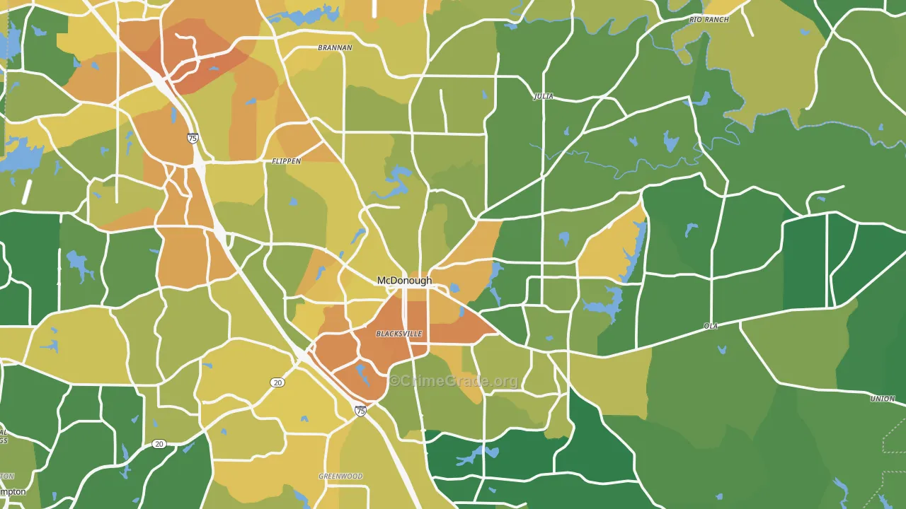 McDonough, GA Map of Drug-Related Crime Rates