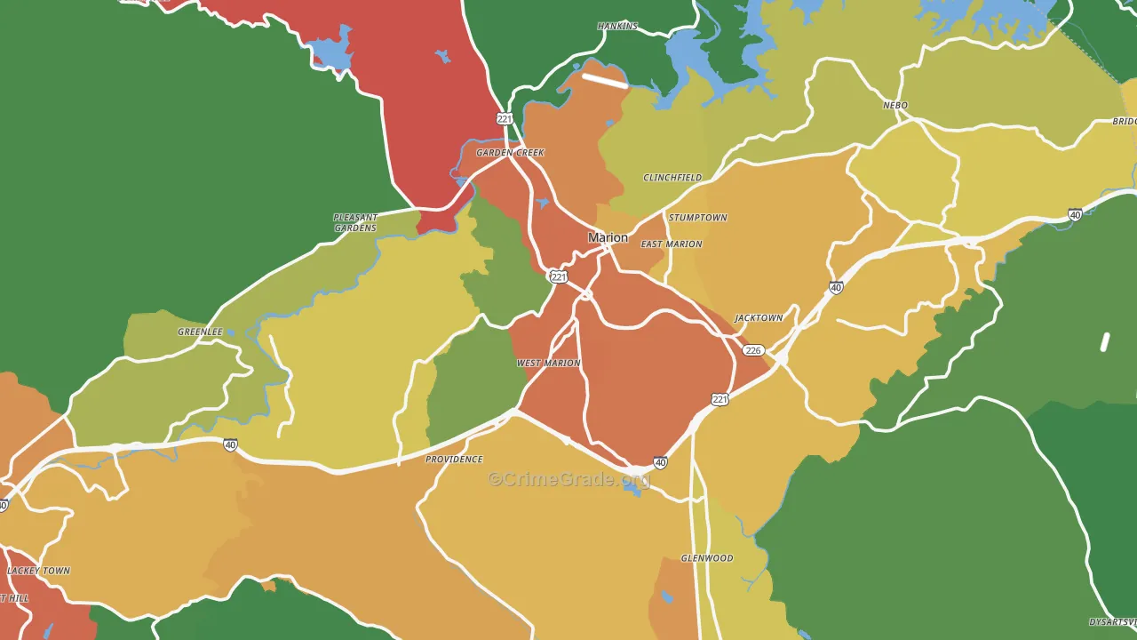 McDowell County, NC Map of Drug-Related Crime Rates