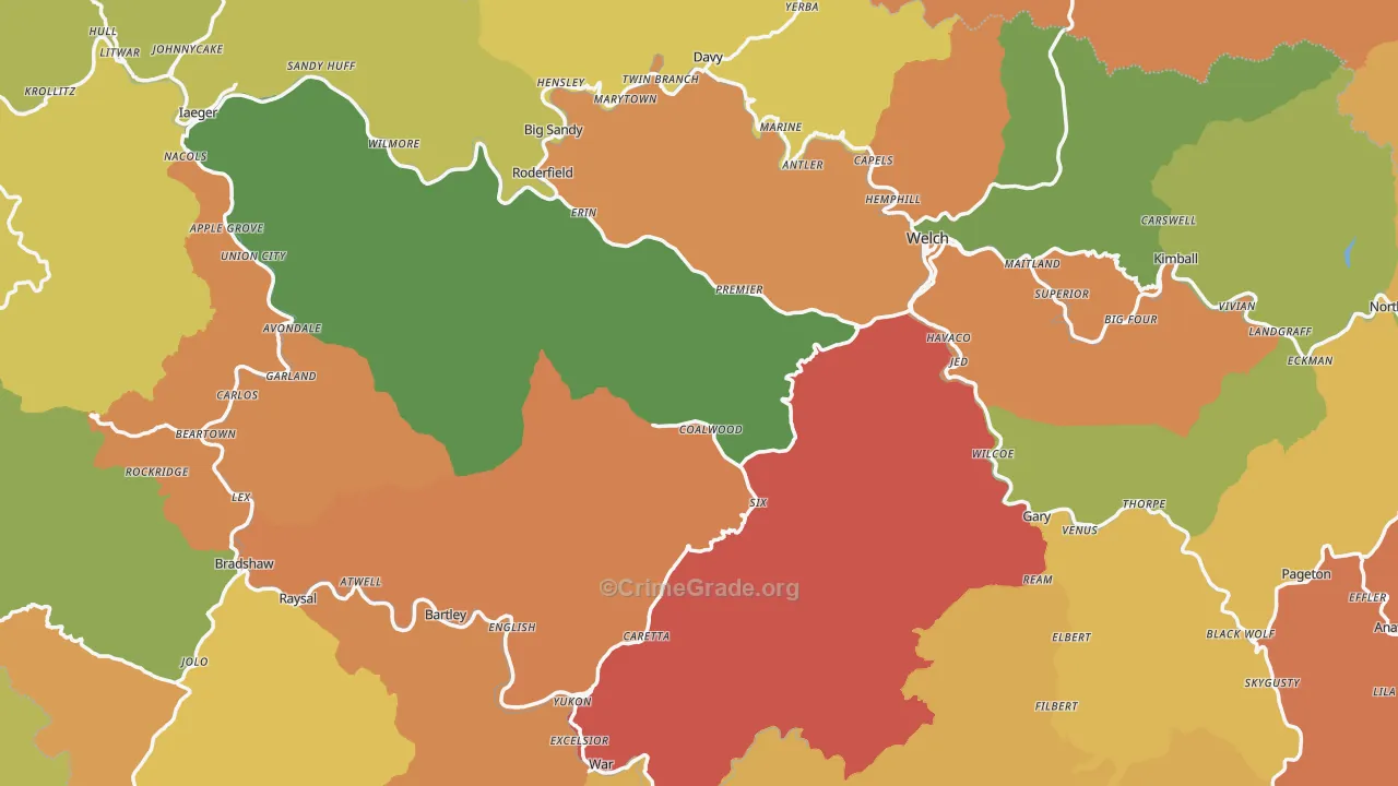 McDowell County, WV Map of Drug-Related Crime Rates