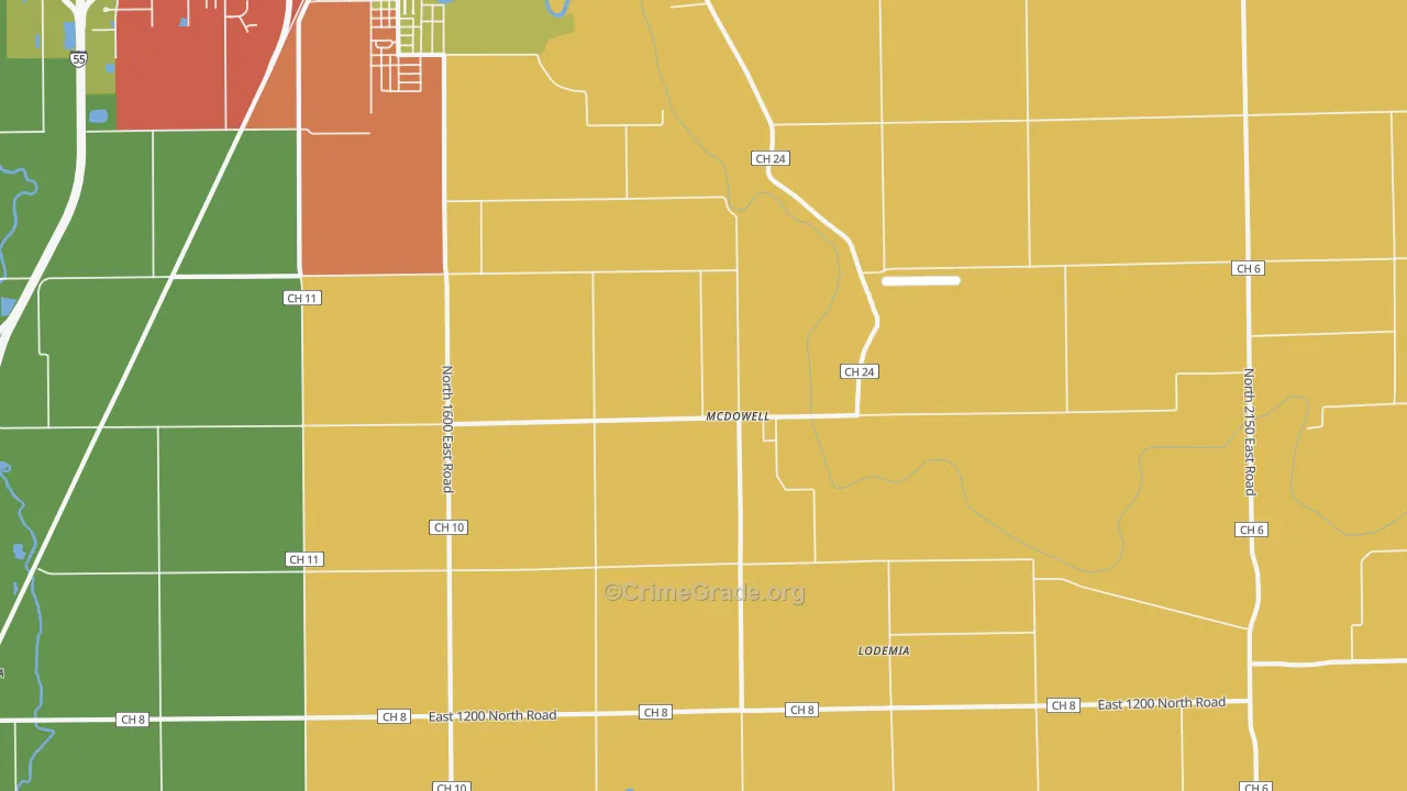 McDowell, IL Map of Drug-Related Crime Rates