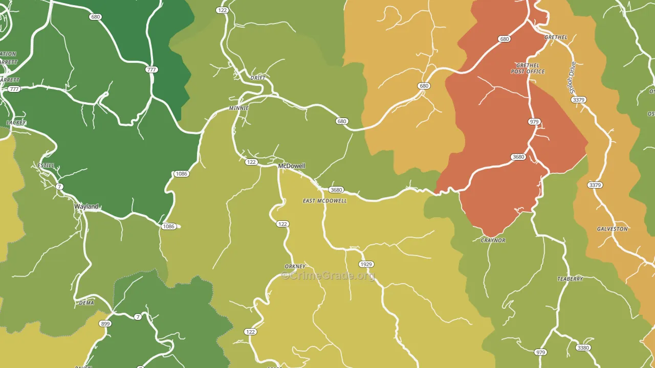 McDowell, KY Map of Drug-Related Crime Rates