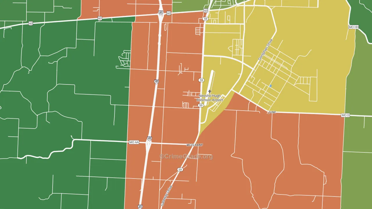 McElhany, MO Map of Drug-Related Crime Rates