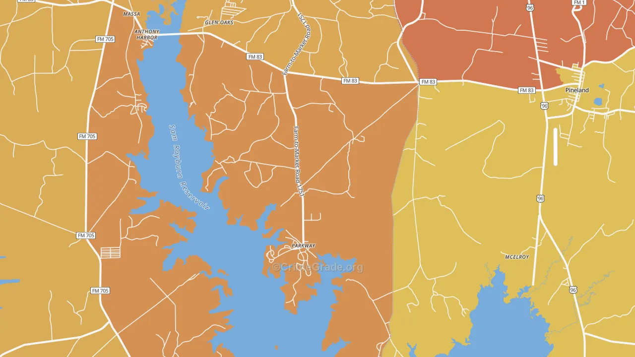 McElroy, TX Map of Drug-Related Crime Rates