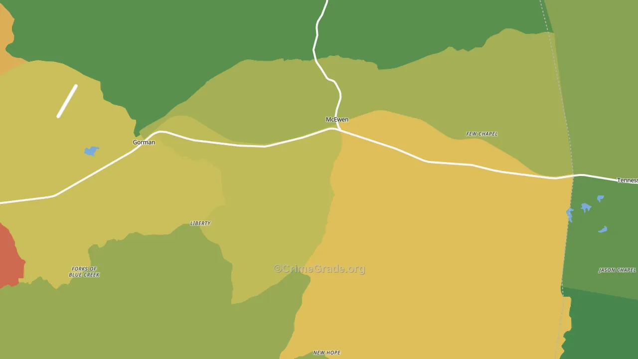 McEwen, TN Map of Drug-Related Crime Rates