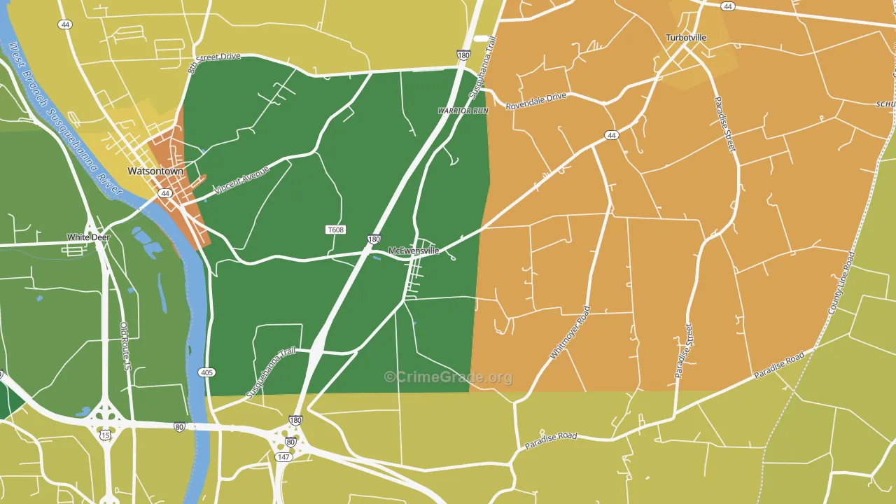 McEwensville, PA Map of Drug-Related Crime Rates
