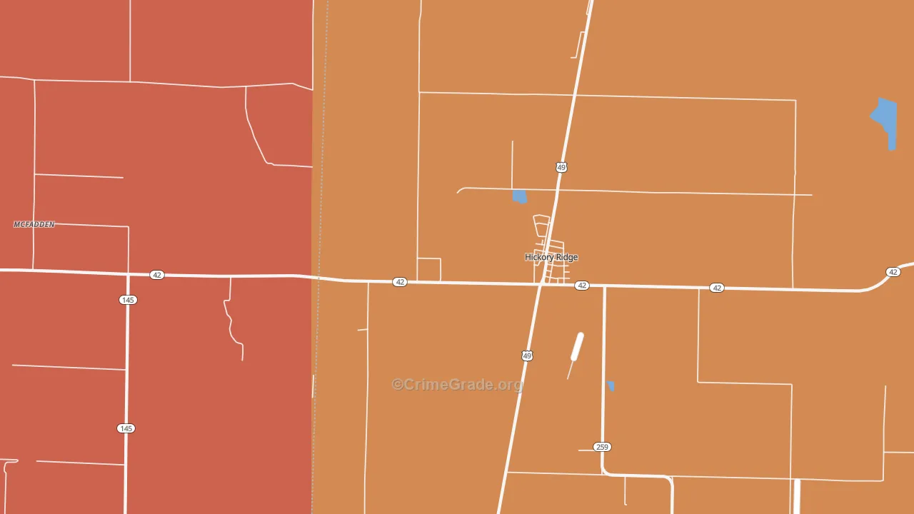 McFadden, AR Map of Drug-Related Crime Rates
