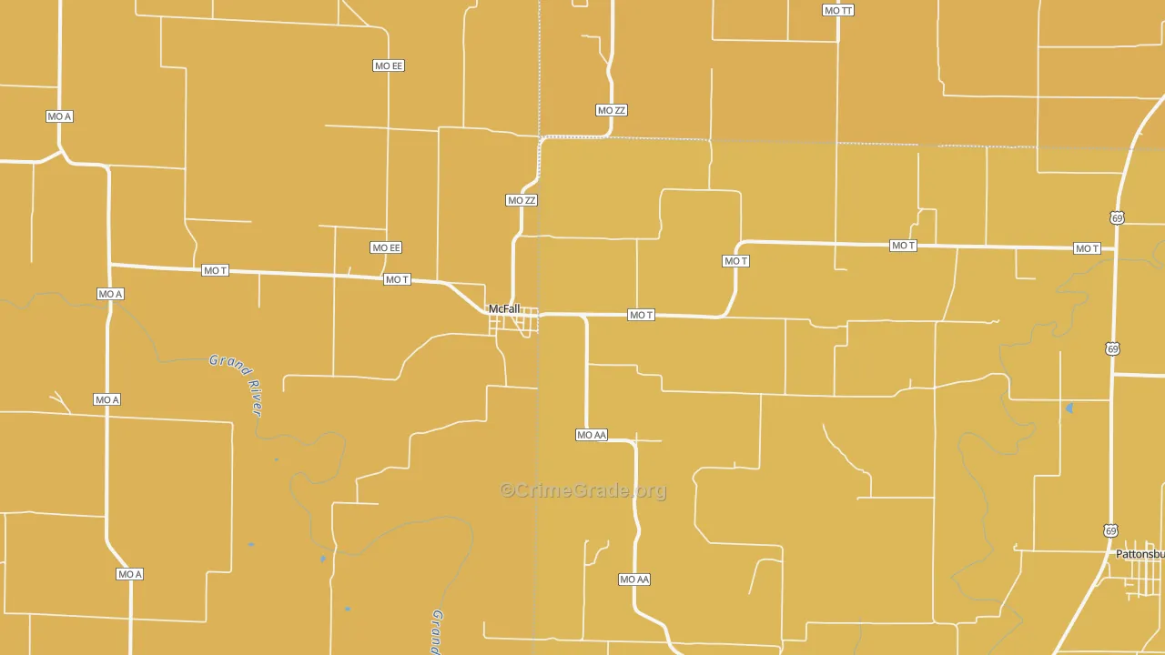 McFall, MO Map of Drug-Related Crime Rates