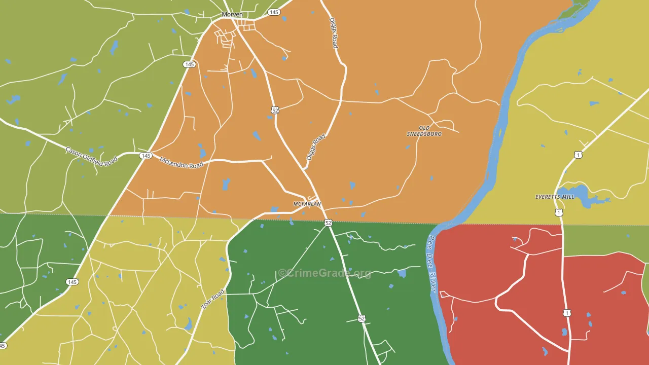 McFarlan, NC Map of Drug-Related Crime Rates