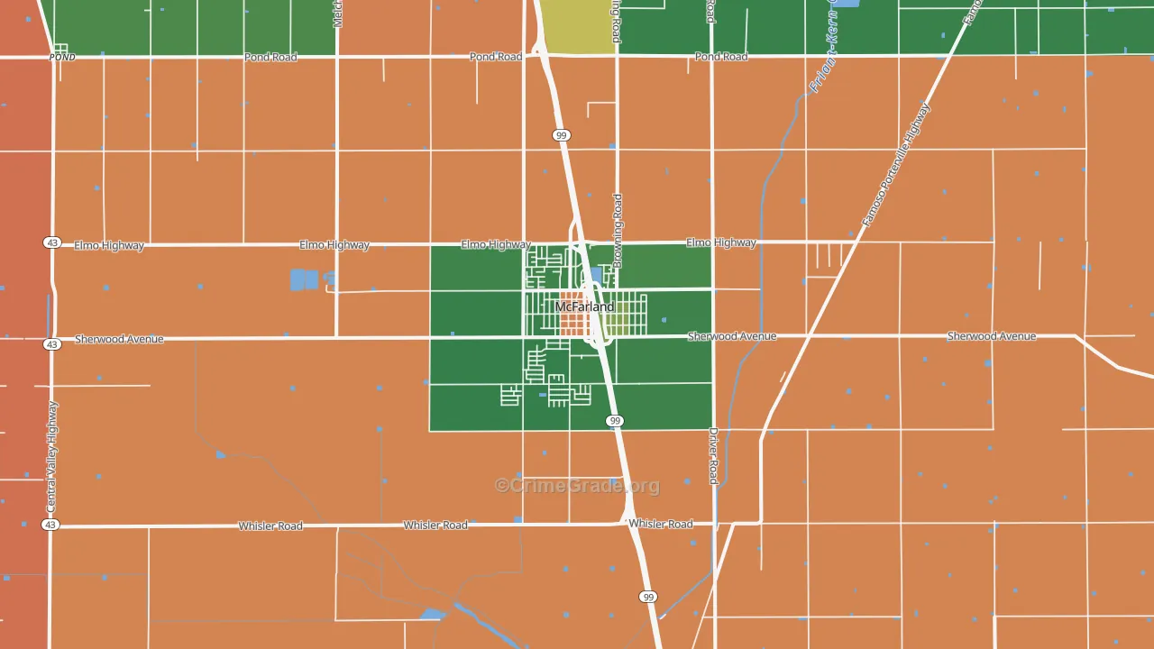 McFarland, CA Map of Drug-Related Crime Rates