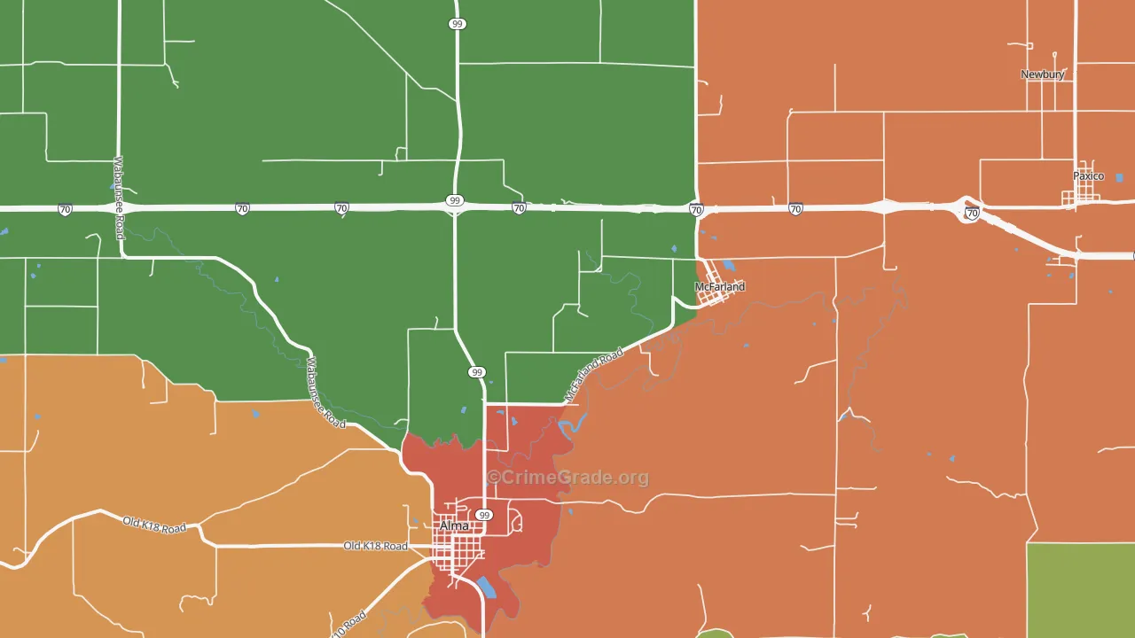 McFarland, KS Map of Drug-Related Crime Rates