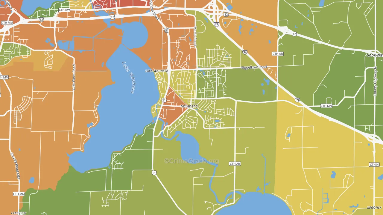 McFarland, WI Map of Drug-Related Crime Rates