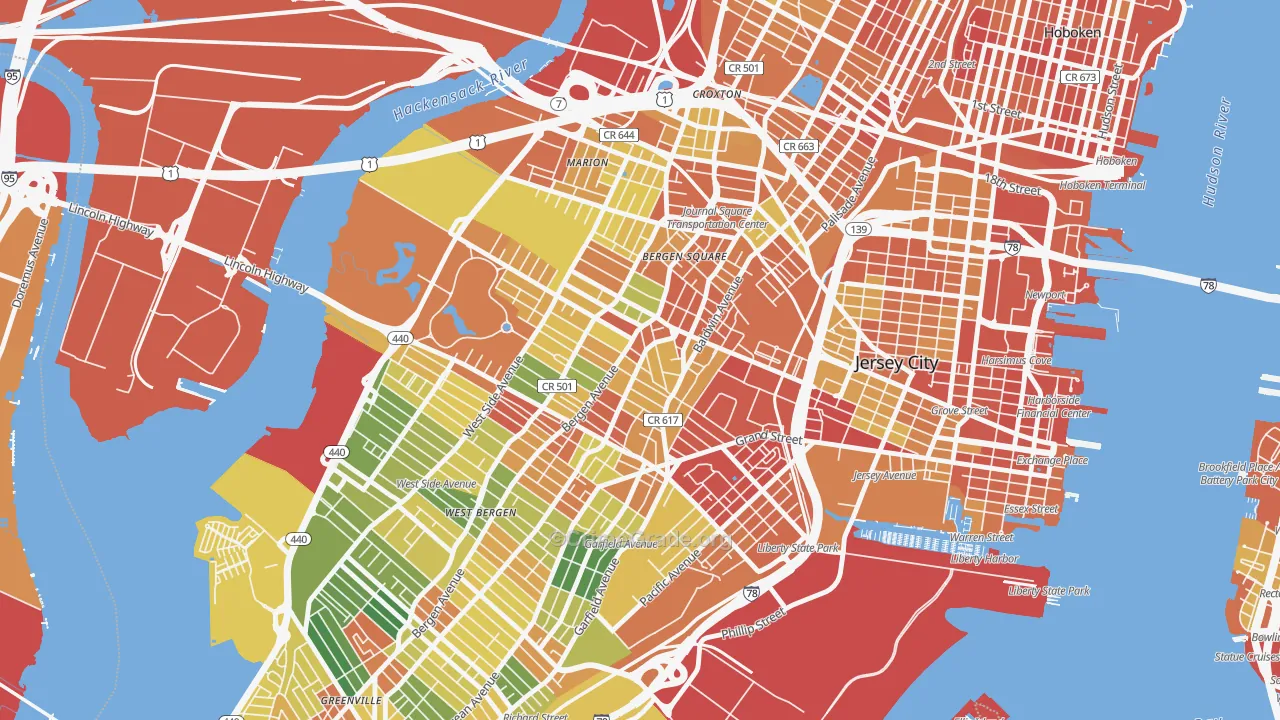 McGinley Square, Jersey City, NJ Map of Drug-Related Crime Rates