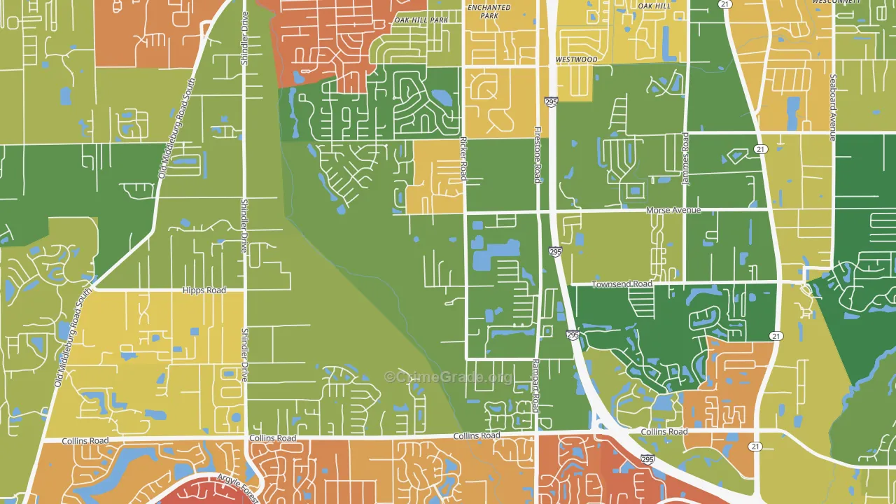 McGirts Creek, Jacksonville, FL Map of Drug-Related Crime Rates