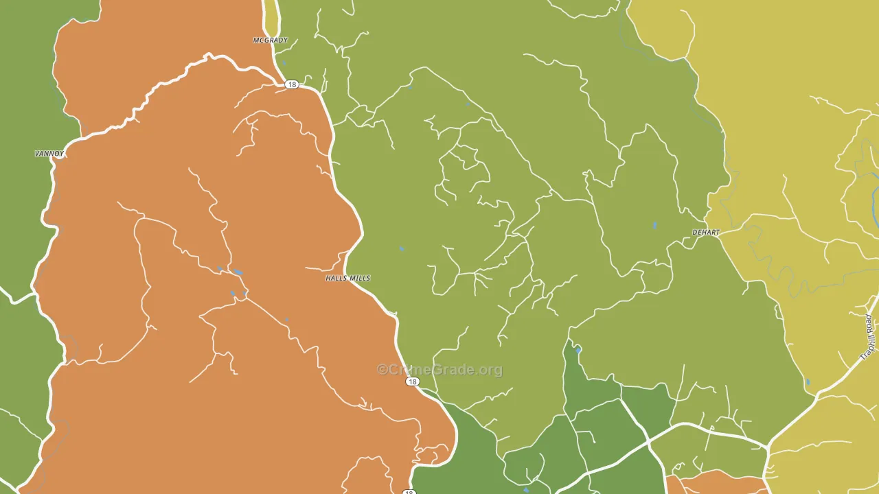 McGrady, NC Map of Drug-Related Crime Rates