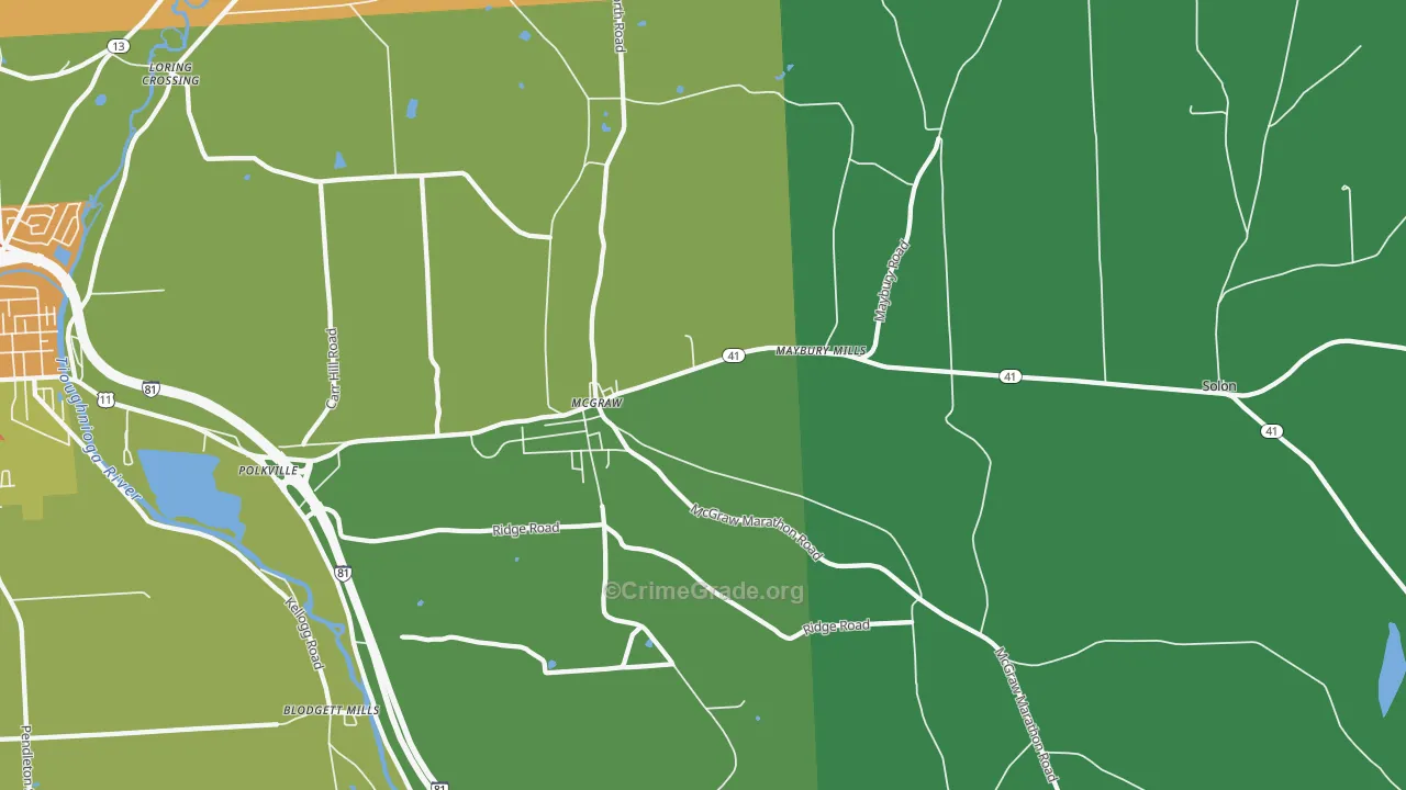 McGraw, NY Map of Drug-Related Crime Rates