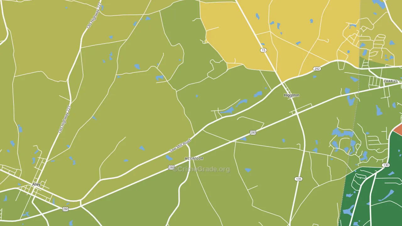 McGregor, GA Map of Drug-Related Crime Rates