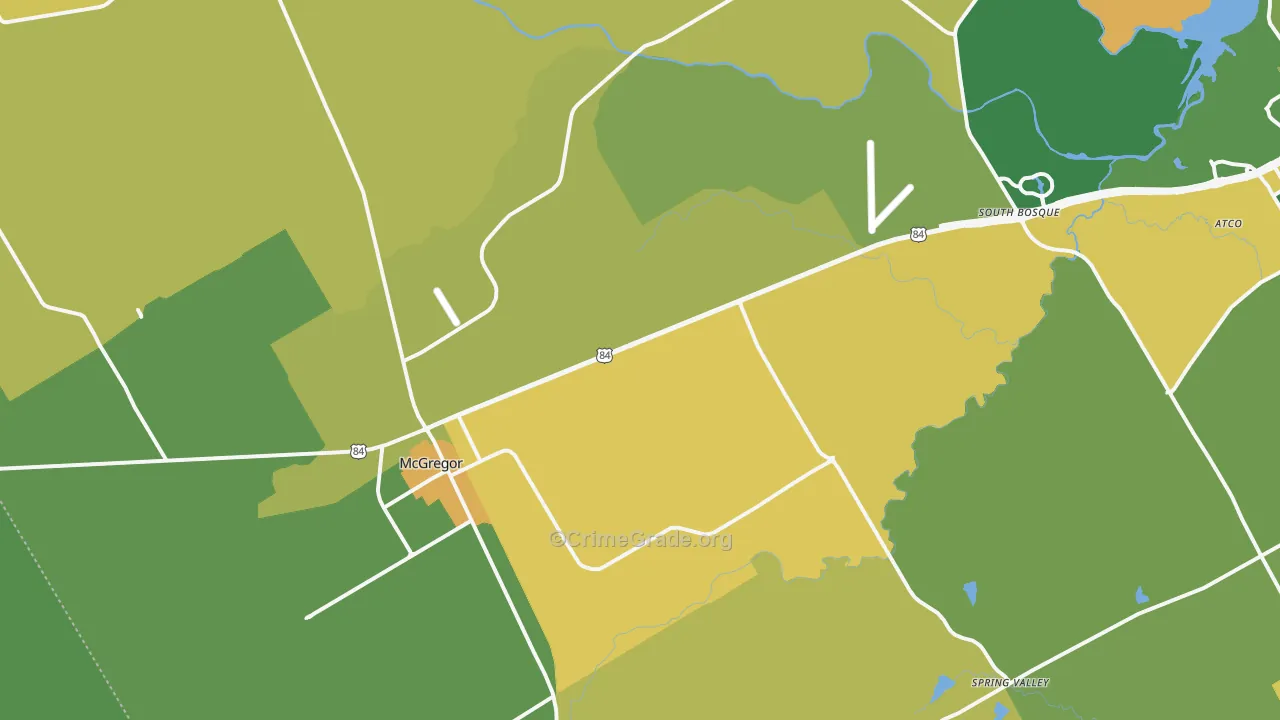 McGregor, TX Map of Drug-Related Crime Rates