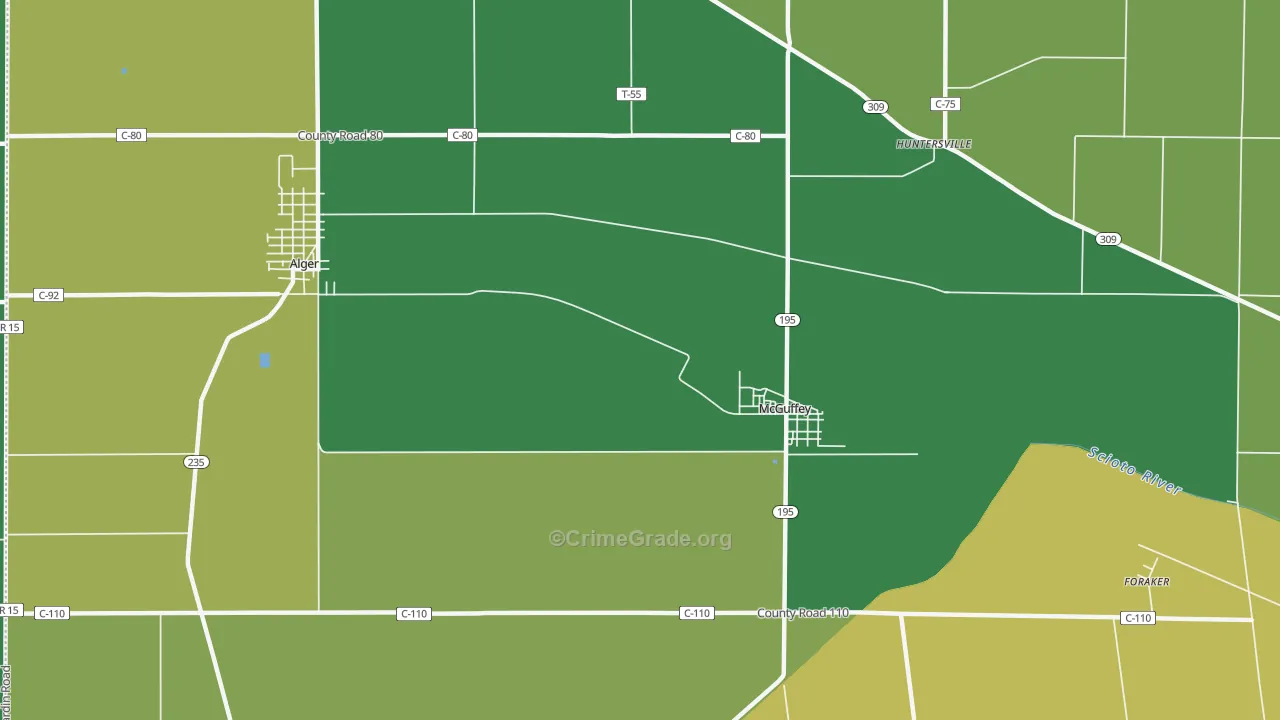 McGuffey, OH Map of Drug-Related Crime Rates