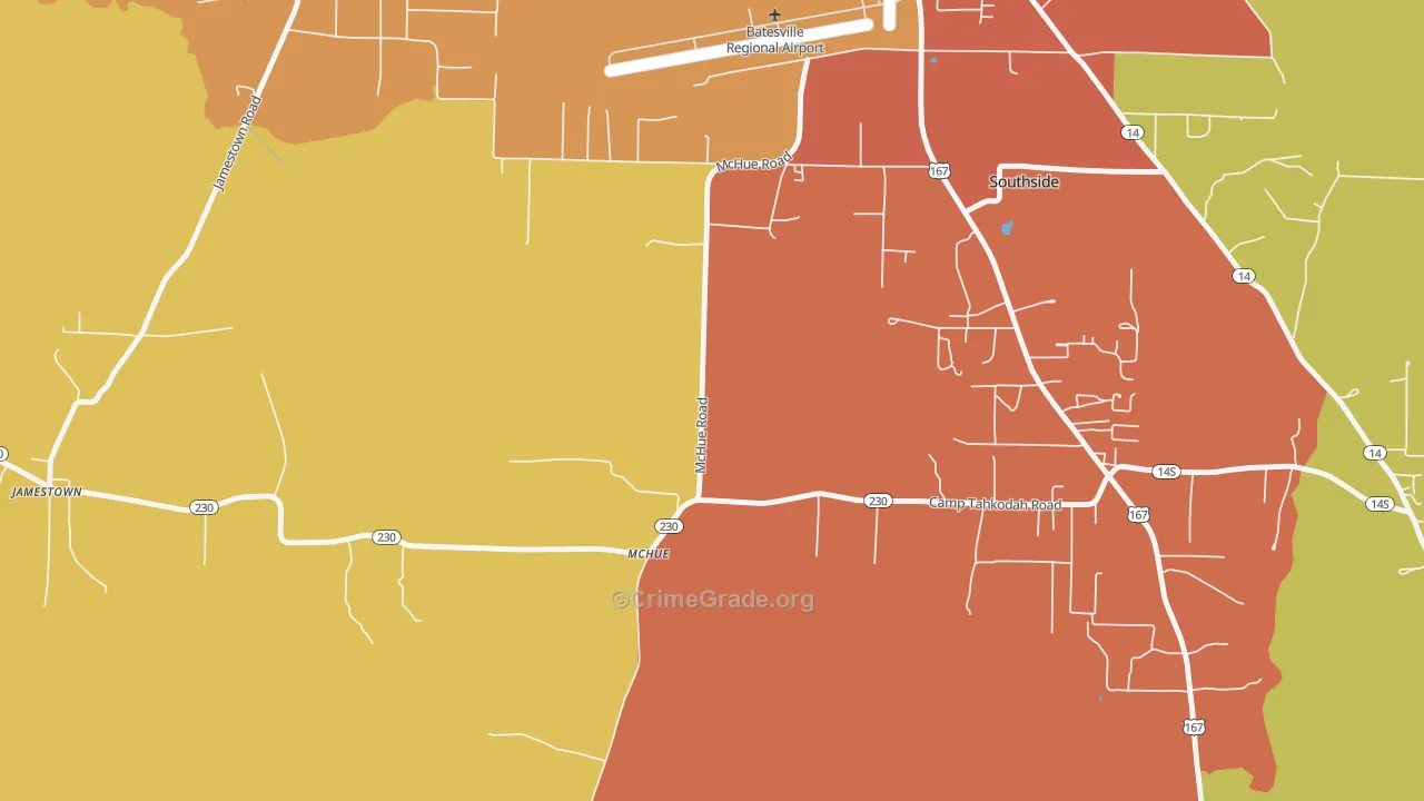 McHue, AR Map of Drug-Related Crime Rates