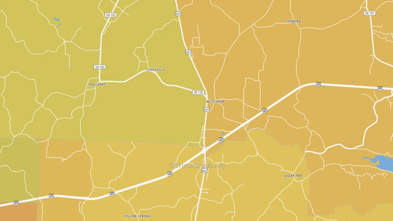 McIllwain, TN Map of Drug-Related Crime Rates