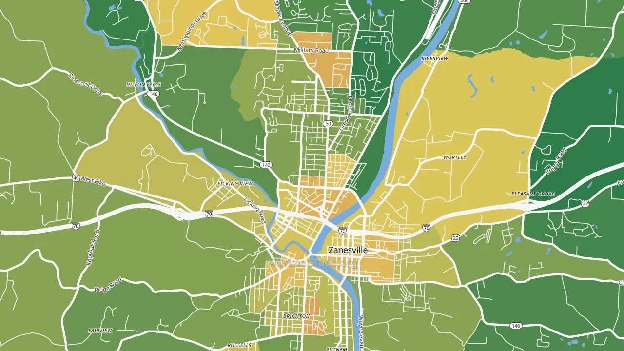 McIntire Terrace Historic District, Zanesville, OH Map of Drug-Related Crime Rates