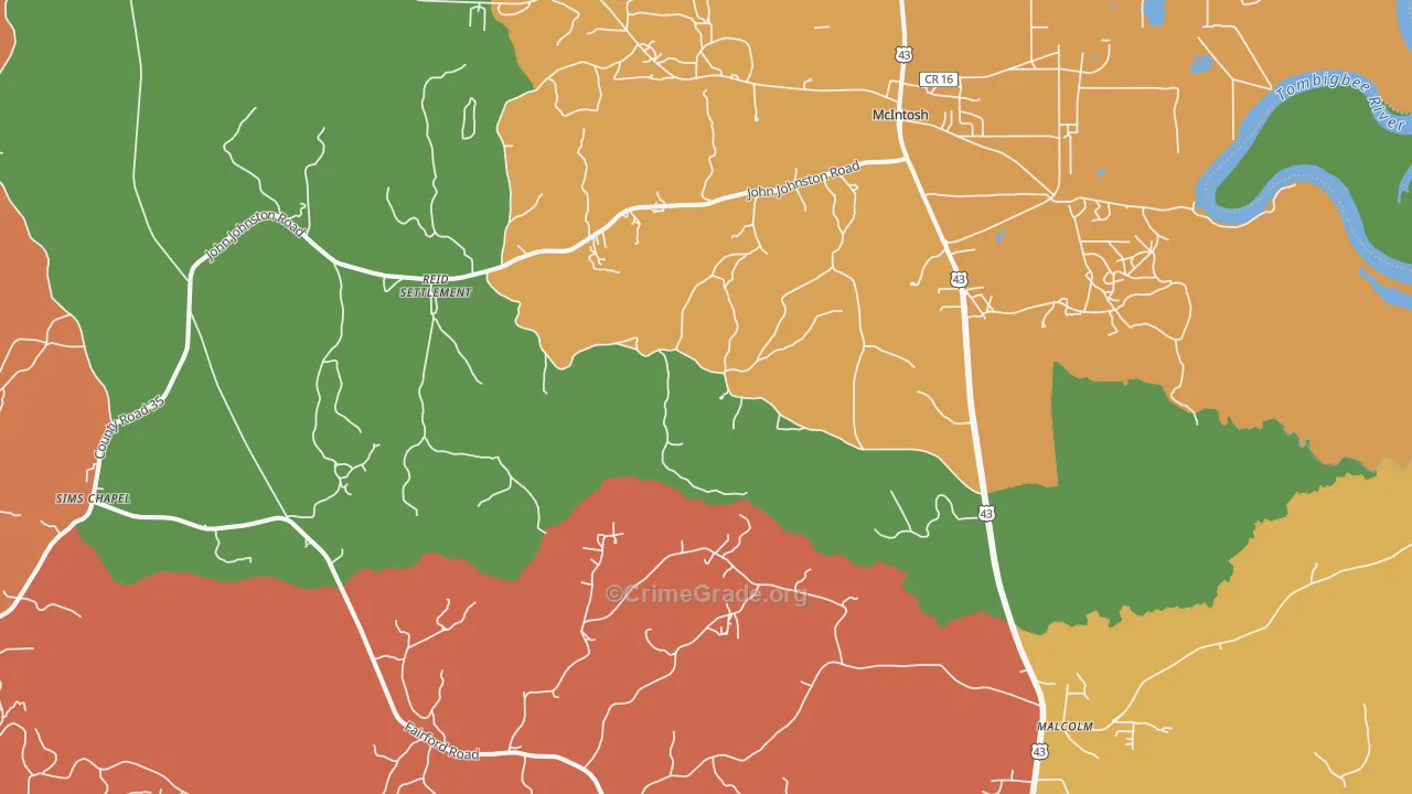 McIntosh, AL Map of Drug-Related Crime Rates