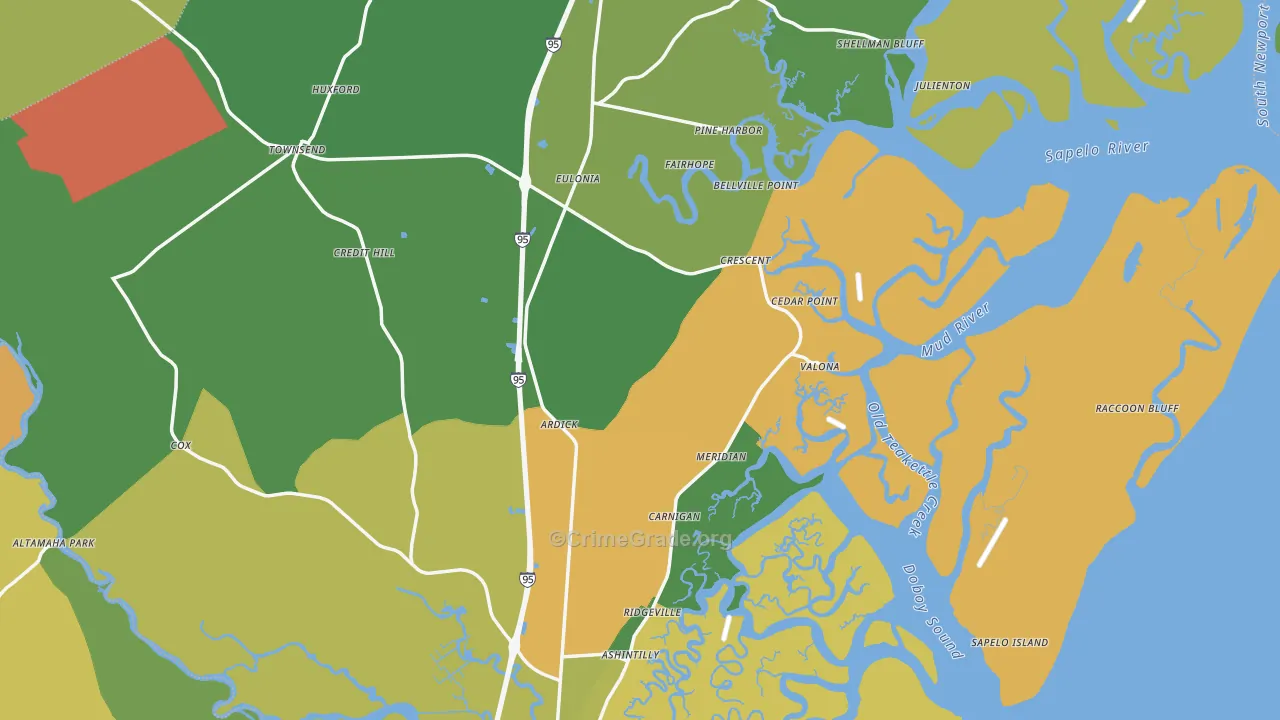 McIntosh County, GA Map of Drug-Related Crime Rates