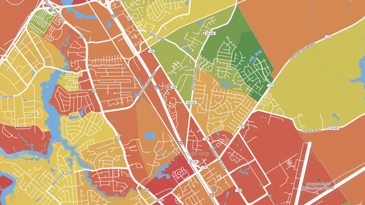 McIntosh, Newport News, VA Map of Drug-Related Crime Rates