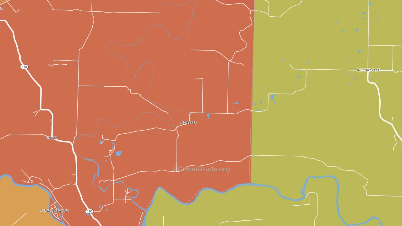 McJester, AR Map of Drug-Related Crime Rates