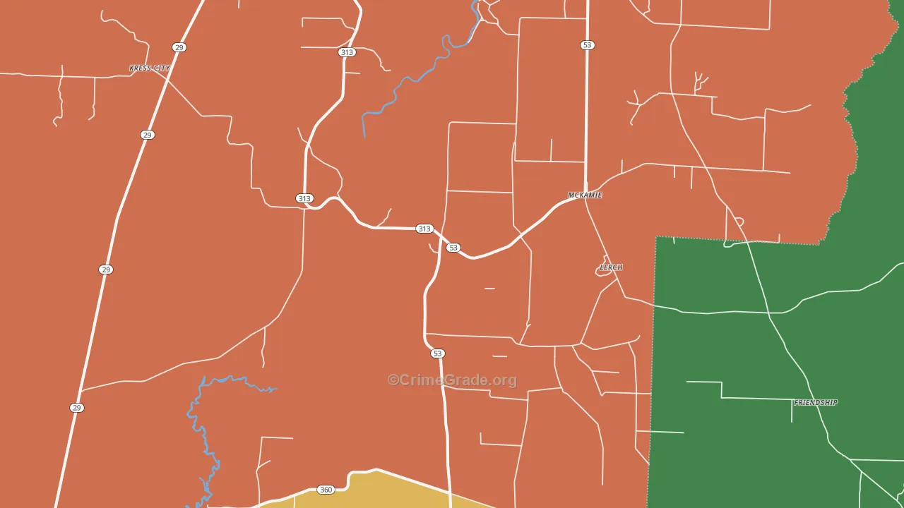 McKamie, AR Map of Drug-Related Crime Rates